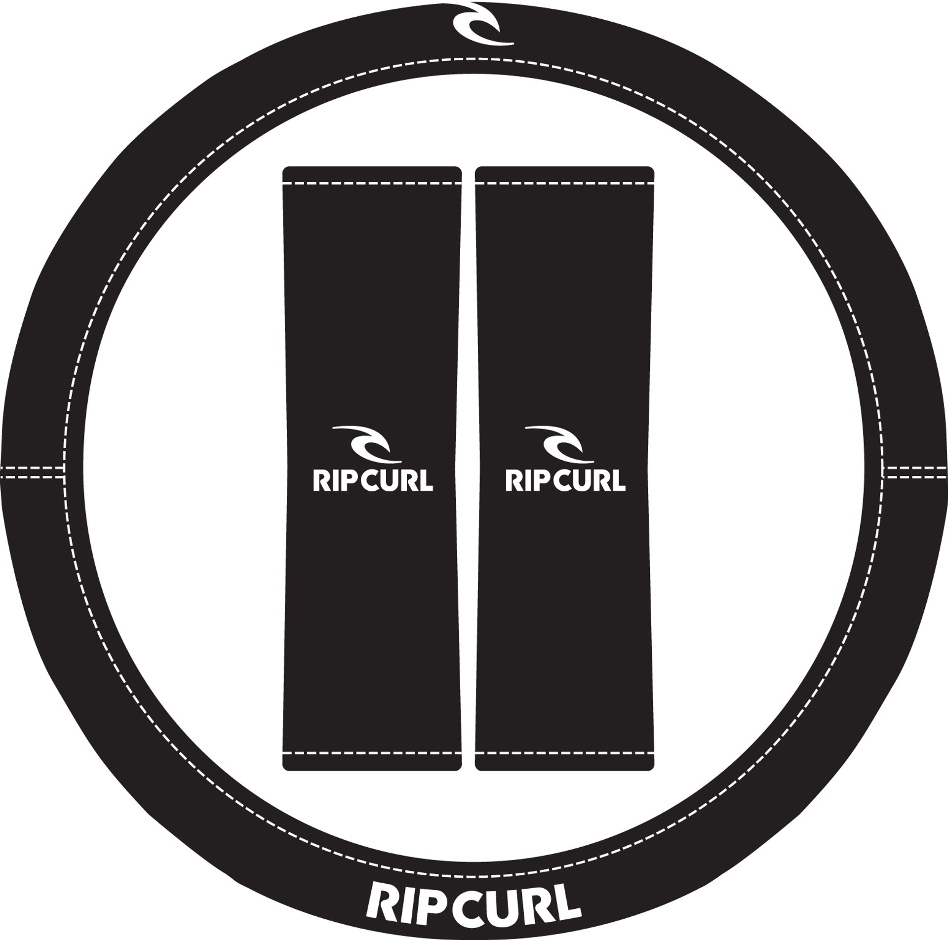RIP CURL Logo Neoprene Car Steering Wheel & Seat-belt cover set