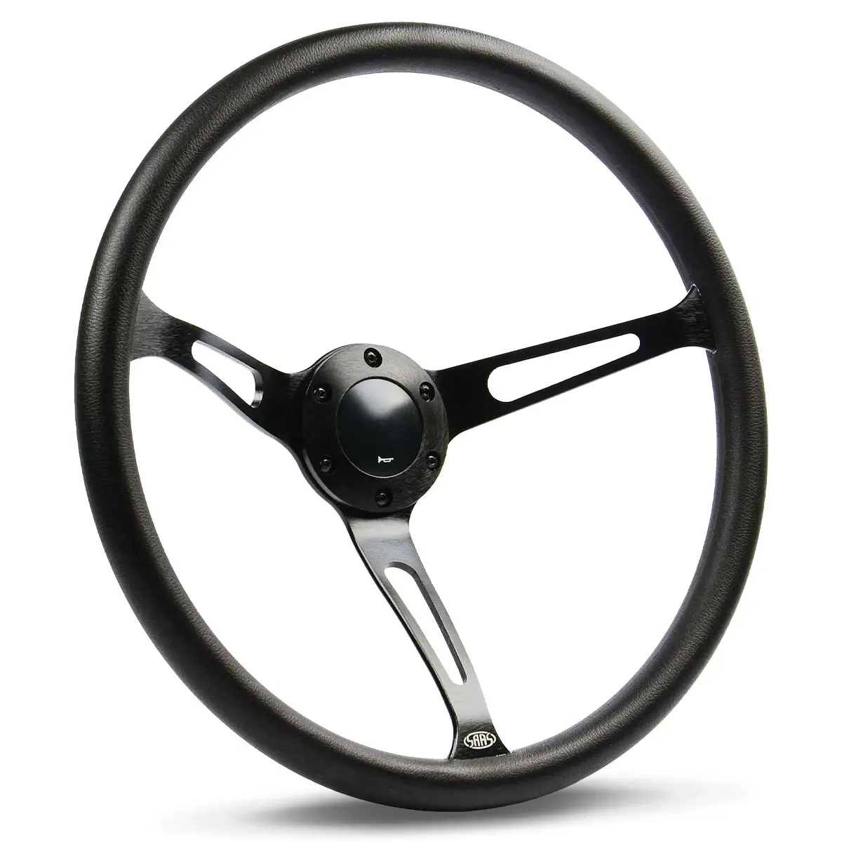(15") POLY, EXTRA DEEP DISH, Black Slotted Spokes, Sports Steering Wheel Classic Series by SAAS