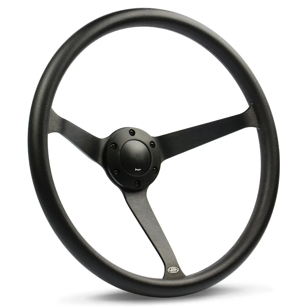(15") POLY, EXTRA DEEP DISH, Black Solid Spokes, Sports Steering Wheel Classic Series by SAAS
