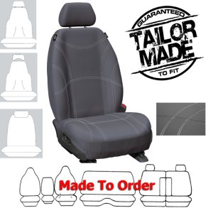 Getaway NEOPRENE Car Seat Covers GREY w/ SILVER Stitch : Size CUSTOM MADE