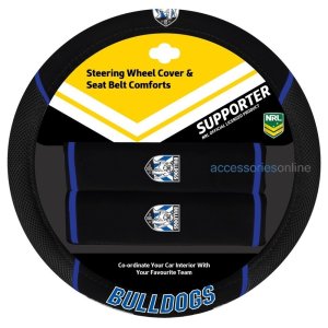 NRL STEERING WHEEL COVER SET CANTERBURY BULLDOGS