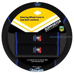 NRL STEERING WHEEL COVER SET NEWCASTLE KNIGHTS