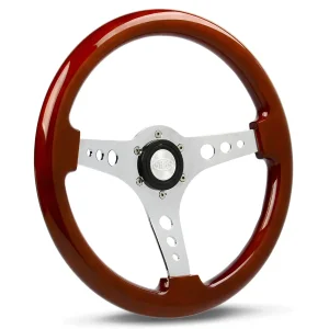 (14") WOOD, Chrome Spokes, Logano Sports Steering Wheel by SAAS