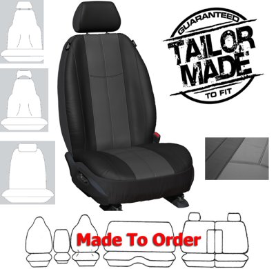 EMPIRE LEATHER LOOK car seat covers GREY & BLACK Size CUSTOM MADE