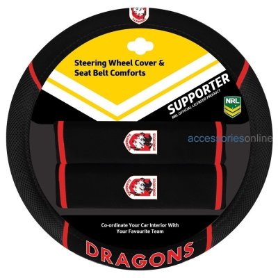 NRL STEERING WHEEL COVER SET ILLAWARRA DRAGONS