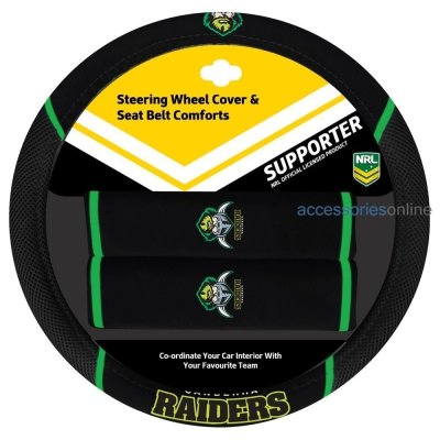 NRL STEERING WHEEL COVER SET CANBERRA RAIDERS