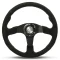 (14") SUEDE, Black Spokes, Sports Steering Wheel by SAAS