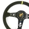 (14") SUEDE, DEEP DISH, Black Hole Spokes, Grip Indicator, GT, Sports Steering Wheel by SAAS